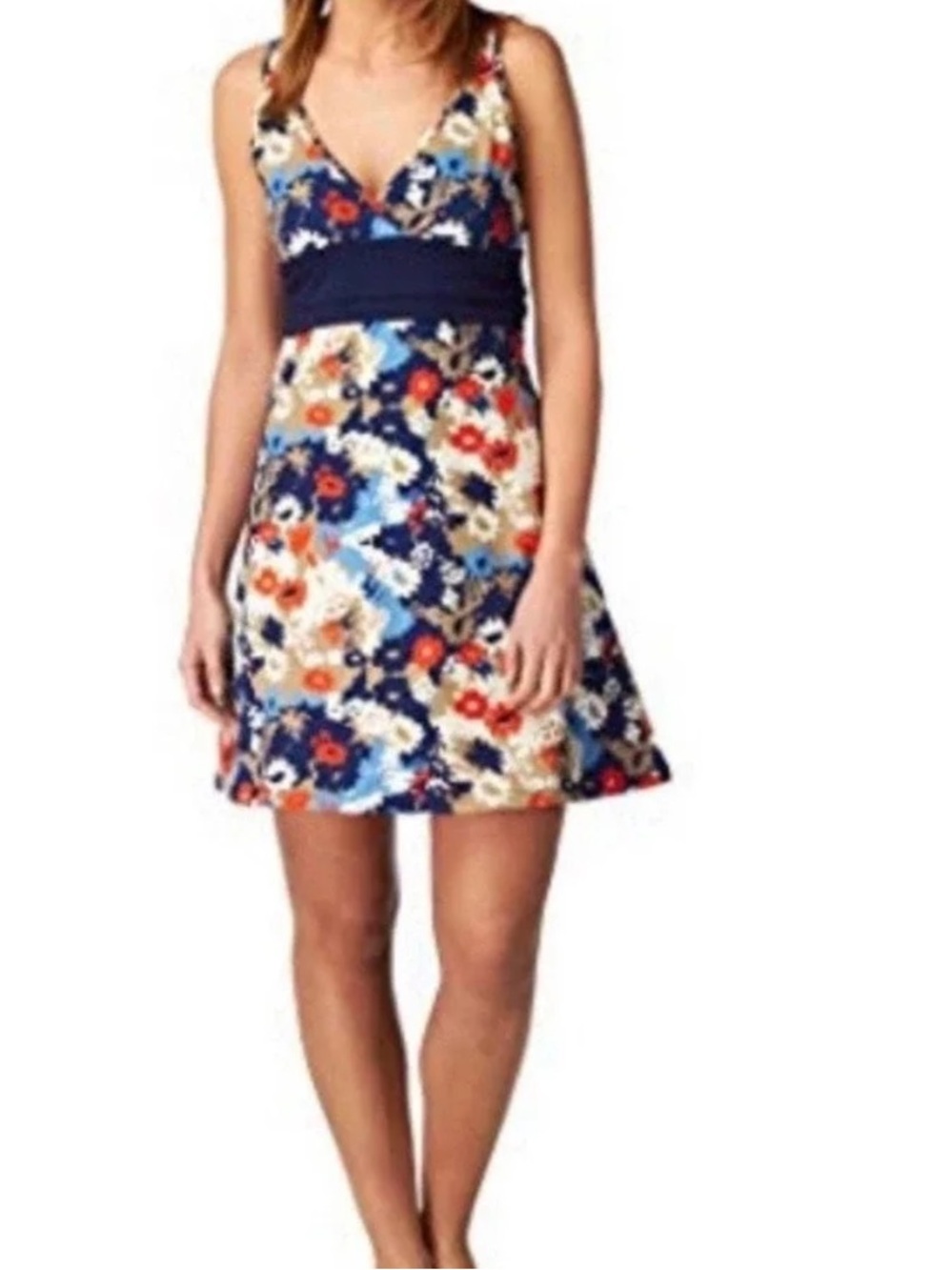 Patagonia blue & orange Organic Cotton Floral Print Sleeveless Dress Size M